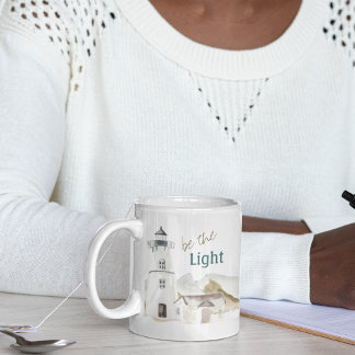 ライトハウス「Be the Light」水彩画やる気を起こさせる コーヒーマグカップ