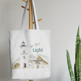 ライトハウス「Be the Light」水彩画やる気を起こさせる トートバッグ