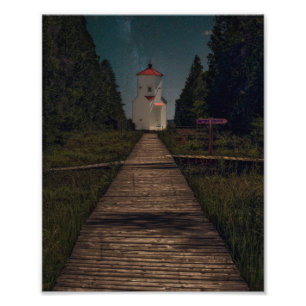 ライトハウスNight Door County, WI フォトプリント
