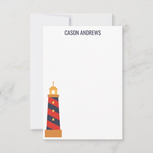 ライトハストライプのウスパーソナライズされたノートカード サンキューカード (正面)