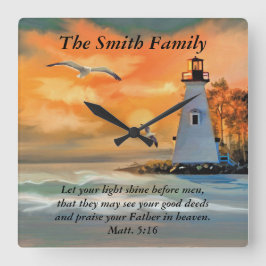 ライトハパーソナライズされたウスアガルバイブル聖句時計 スクエア壁時計