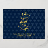 ライトハート(ユダヤ教)メノラーパーソナライズされたハヌカー写真 箔シーズンカード (正面)