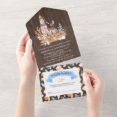 ライトハ素朴ウス航海のウッドベビーシャワー オールインワン招待状 (貼ってはがせる)