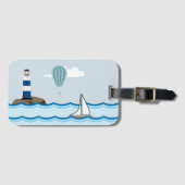 ライトハ航海のウスと帆船のシーン ラゲッジタグ (正面横)
