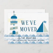 ライトハ航海のウスと帆船の引越し案内 案内ポストカード (正面/裏面)