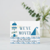 ライトハ航海のウスと帆船の引越し案内 案内ポストカード (スタンド正面)