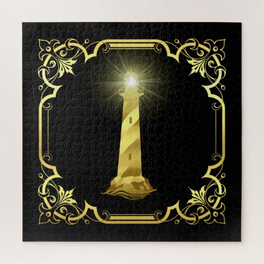 ライトハ航海のウスのシルエット/金ゴールド/ブラック/ブラック/ブラック ジグソーパズル (縦)