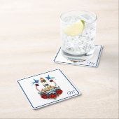 ライトハ航海のウスフローラレッドブルー スクエアペーパーコースター (インサイチュ)