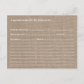 ライトハ航海のウスブライダルシャワーレシピカード インビテーションポストカード (裏面)