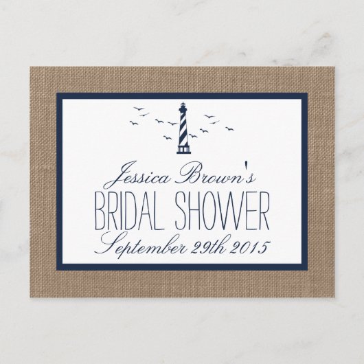 ライトハ航海のウスブライダルシャワーレシピカード インビテーションポストカード (正面)