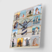 ライトハ航海のウスヴィンテージウッド12-photo Collage スクエア壁時計 (傾斜)