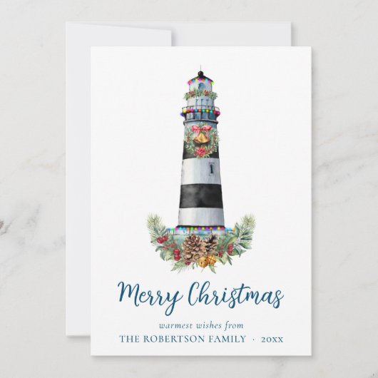 ライトハ航海のウス水彩3フォトクリスマス シーズンカード (正面)