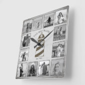 ライトハ航海のウス素朴ウッド白黒写真 スクエア壁時計 (傾斜)