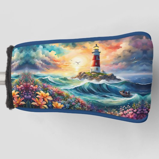 ライトハ赤と白ウスフローラガーデンストーミーシー ゴルフヘッドカバー (正面)