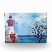 ライトハ赤と白ウス航海のウォーターカラーシーン フォトブロック (正面)