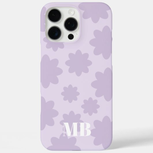 ライトバイオレットフローラユニークモノグラム名イニシャル Case-Mate iPhoneケース (裏面)