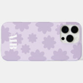 ライトバイオレットフローラユニークモノグラム名イニシャル Case-Mate iPhoneケース (裏面 (横))