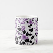 ライトバイオレットフローラルパターンデザイン コーヒーマグカップ (中央)