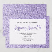 ライトバイオレットSweet 16スクリプエレガントト 招待状 (正面/裏面)