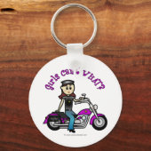 ライトバイクもしくは自転車に乗る人ガール キーホルダー (正面)