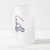 ライトバイクもしくは自転車に乗る人ガール フロストグラスビールジョッキ (正面左)