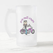 ライトバイクもしくは自転車に乗る人ガール フロストグラスビールジョッキ (左)