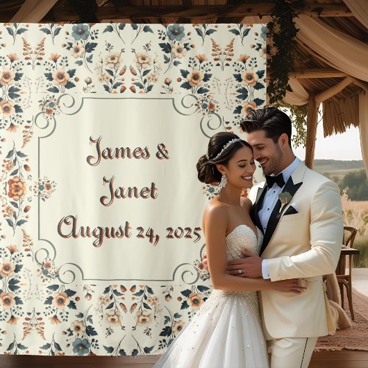 ライトバタークリーム結婚フローラの背景 タペストリー