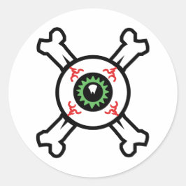 ライトバックグラウンドの眼球とクロスボーン ラウンドシール