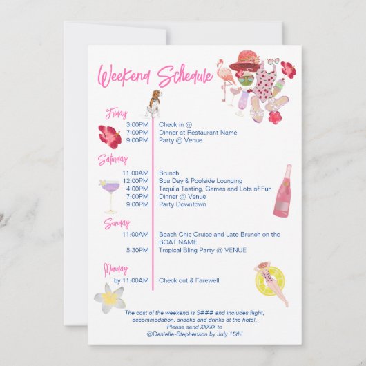 ライトバッハバチェロレッテウィークエンドゲートウェイの旅程 招待状 (裏面)