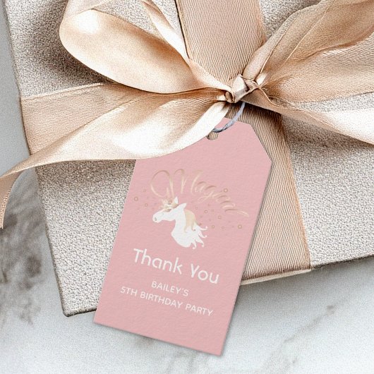 ライトバラピンクホワイトマジカルユニコーンありがとう ギフトタグ