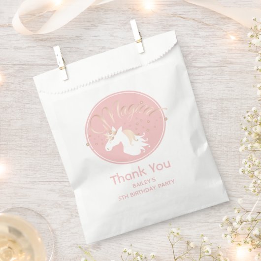 ライトバラピンクホワイトマジカルユニコーンありがとう フェイバーバッグ (クリップ留めされた状態)