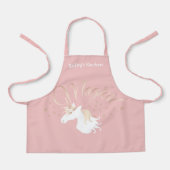 ライトバラピンクホワイトマジカルユニコーンガールキッズ エプロン (正面)