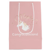 ライトバラピンクホワイトマジカルユニコーンガール ミディアムペーパーバッグ (裏面)