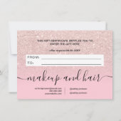 ライトバラ金ゴールドグリッターピンクのギフト証明書 (裏面)