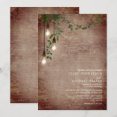 ライトバルブ グリーンガーランド レンガ ウェディング 招待状 (正面/裏面)