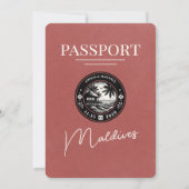 ライトバーガンディ マルディブ パスポート ウェディング 招待状 (裏面)