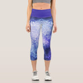 ライトバーストパープル銀河系ホワイトマンダラカプリレッグ カプリレギンス (正面)