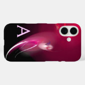 ライトバード/ピンク明るい赤紫色ブラック抽象芸術モノグラム Case-Mate iPhoneケース (裏面 (横))
