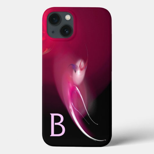 ライトバード/ピンク明るい赤紫色ブラック抽象芸術モノグラム Case-Mate iPhoneケース (裏面)