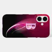 ライトバード/ピンク明るい赤紫色ブラック抽象芸術モノグラム Case-Mate iPhoneケース (裏面 (横))