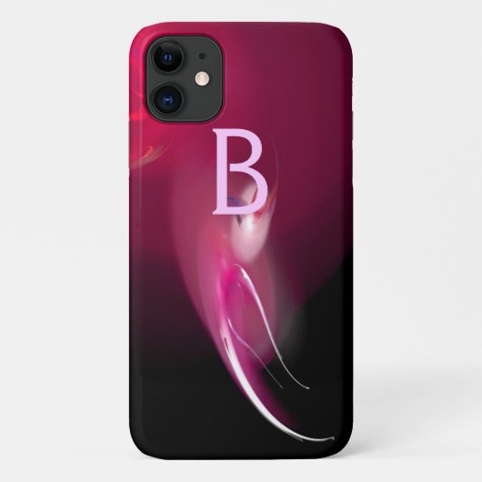 ライトバード/ピンク明るい赤紫色ブラック抽象芸術モノグラム Case-Mate iPhoneケース (裏面)