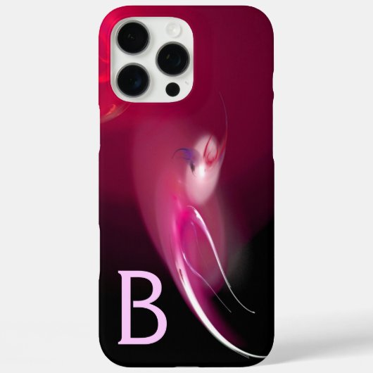 ライトバード/ピンク明るい赤紫色ブラック抽象芸術モノグラム Case-Mate iPhoneケース (裏面)