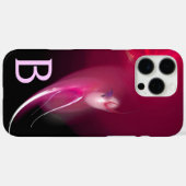 ライトバード/ピンク明るい赤紫色ブラック抽象芸術モノグラム Case-Mate iPhoneケース (裏面 (横))