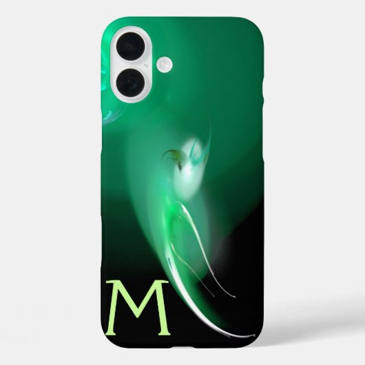 ライトバード/ブラック&グリーン抽象芸術モノグラム Case-Mate iPhoneケース (裏面)