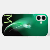 ライトバード/ブラック&グリーン抽象芸術モノグラム Case-Mate iPhoneケース (裏面 (横))