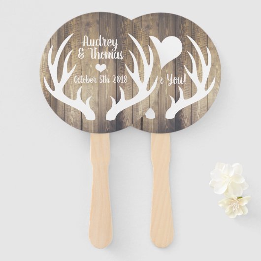 ライトバ素朴ンウッド&ホワイトディアアントラーズ結婚ズ ハンドファン (正面&裏面)