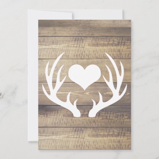 ライトバ素朴ーンウッド&ホワイトディア〔雄ジカの〕枝角バナー 招待状 (裏面)