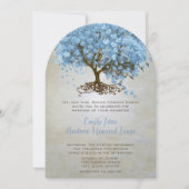 ライトパウダーブルーハートリーフツ結婚リー 招待状 (正面)