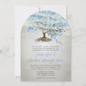 ライトパウダーブルーハートリーフツ結婚リー 招待状 (正面)