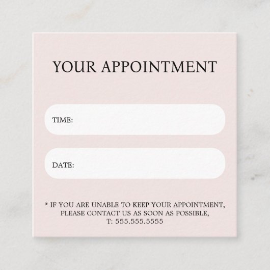 ライトパエレガントステルホワイトはっきりしたサロン 予約カード (正面)